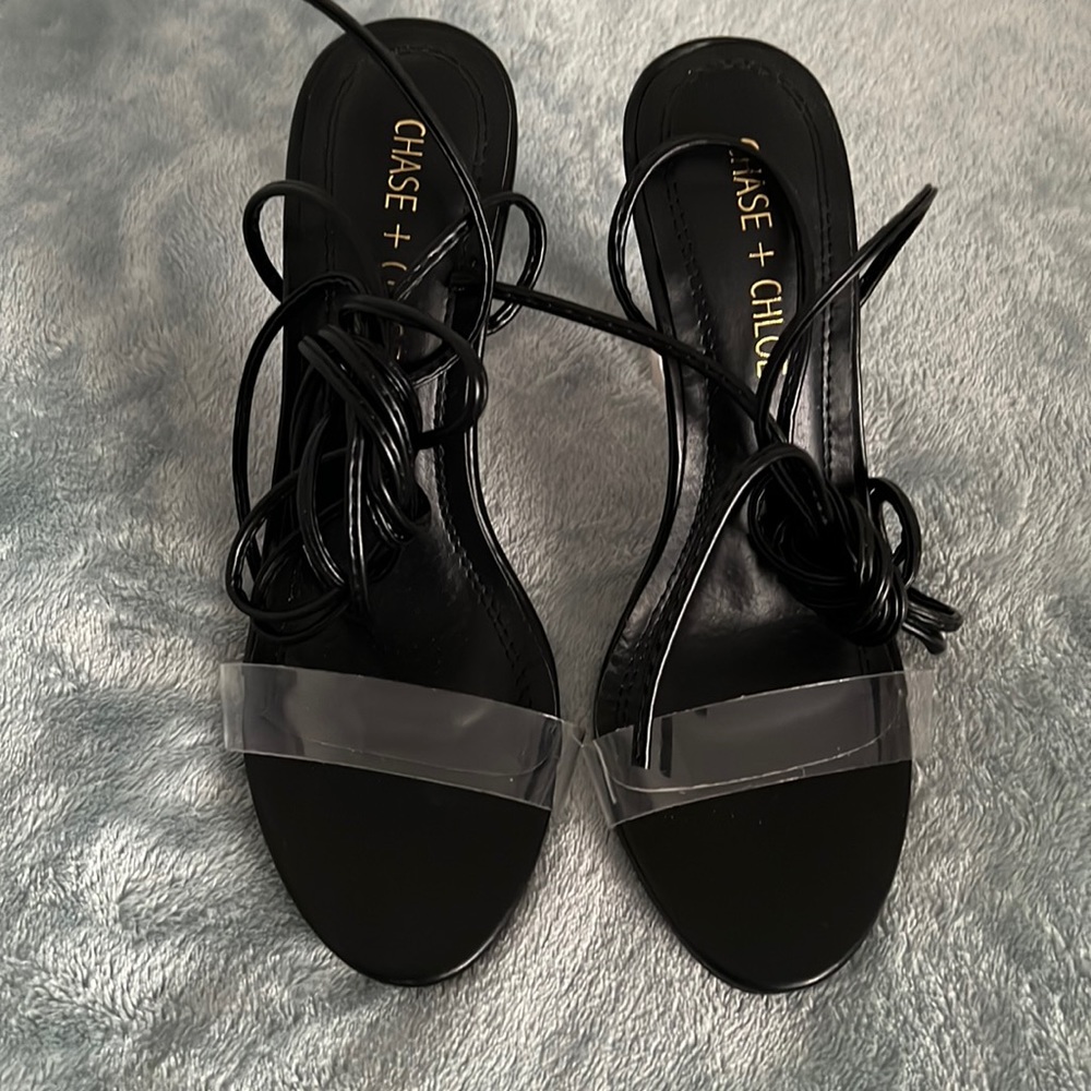 Clear strap stilettos 5.5